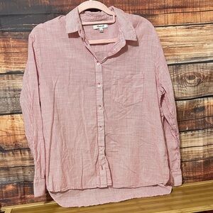 Madewell Women's Red Striped Button Down Shirt